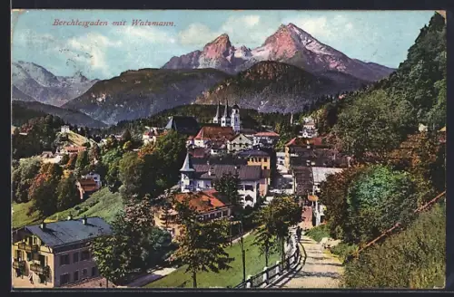 AK Berchtesgaden, Ortsansicht mit Watzmann