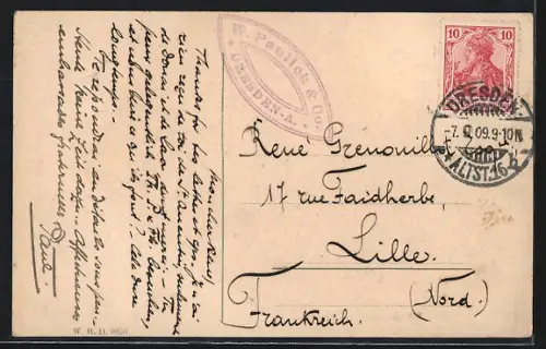 AK Dresden, Neues Rathaus vom Maximiliansring aus