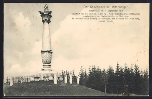 AK Altenbergen / Thür., Kandelaber-Denkmal