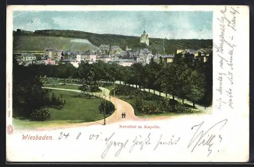 AK Wiesbaden /Nerothal, Kapelle, Parkanlage