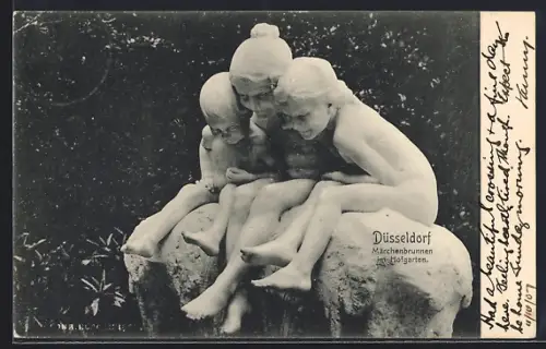 AK Düsseldorf, Märchenbrunnen im Hofgarten