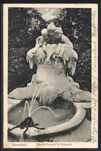 AK Düsseldorf, Blondal-Brunnen im Hofgarten
