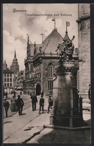 AK Bremen, Turmbläserbrunnen, Rathaus