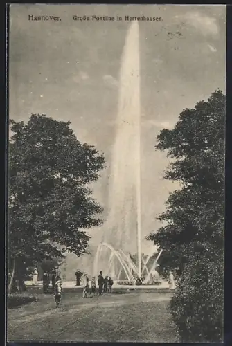 AK Hannover, Grosse Fontäne in Herrenhausen
