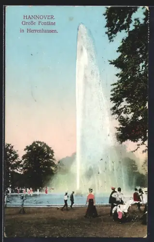 AK Hannover, Grosse Fontäne in Herrenhausen