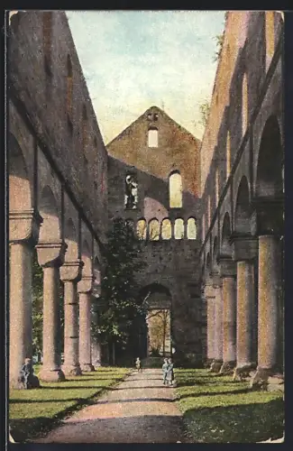 AK Paulinzella / Thüringen, Klosterruine Innenansicht, Säulenarkaden