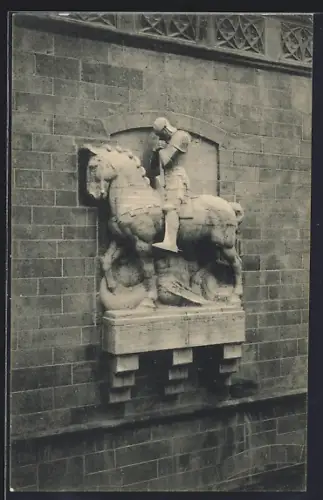 AK Münster i. W., Relief am Landesmuseum (St. Georg)