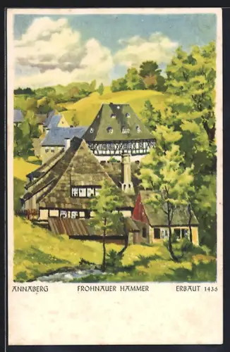 Künstler-AK Annaberg / Erzgebirge, Frohnauer Hämmer