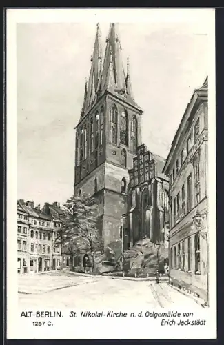 Künstler-AK Berlin, St. Nikolai-Kirche