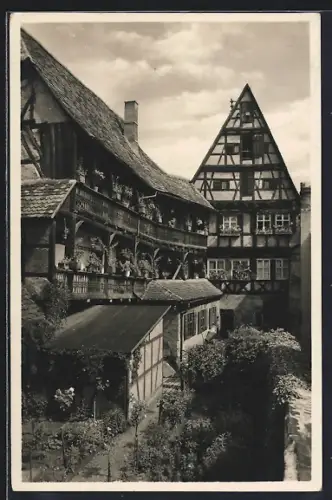 AK Dinkelsbühl, Hetzelhof, Historisches Fachwerkhaus mit Innenhof
