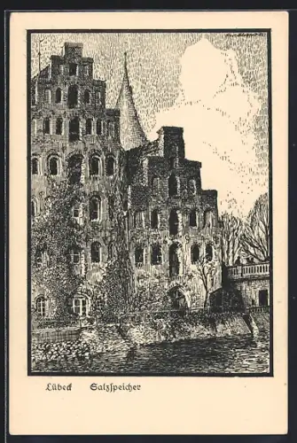Künstler-AK Lübeck, Salzspeicher