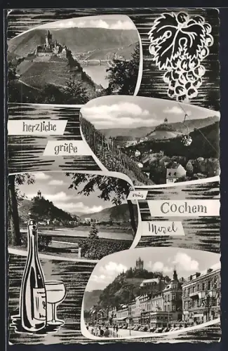 AK Cochem /Mosel, Reichsburg, Moselpromenade, Weinberge