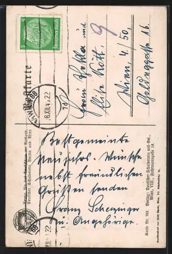 Künstler-AK Engel über einem Studenten und seiner Geliebten