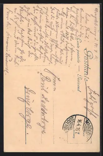 AK Zwei Studenten mit Büchern, Wenn morgens in`s Colleg sie wandern, geht sie mit ihm...