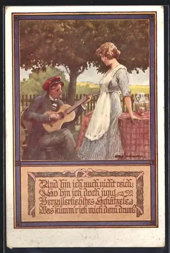 Künstler-AK Student spielt Gitarre