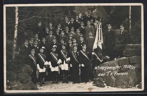 Foto-AK Studenten zum Wintersemester der T. V. Ferrum 1930/31