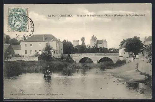 AK Le Pont-Chrétien /Saint-Gaultier, Pont sur la Bouzanne et Chateau