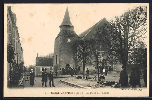 AK Saint-Chartier /Indre, La Place de l`Eglise
