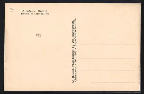 AK Saulnay /Indre, Route d`Arpheuilles
