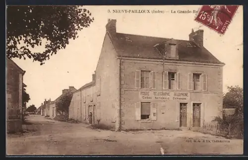 AK Neuvy-Pailloux /Indre, La Grande-Rue, La Poste