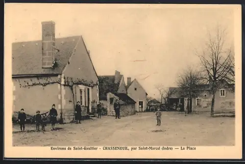 AK Saint-Gaultier, Chasseneuil, Maisons et enfants