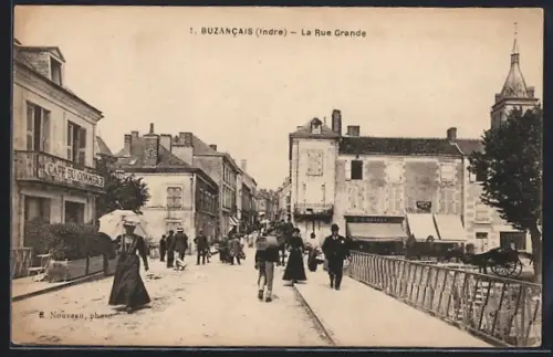 AK Buzancais /Indre, La Rue Grande, Strassenpartie