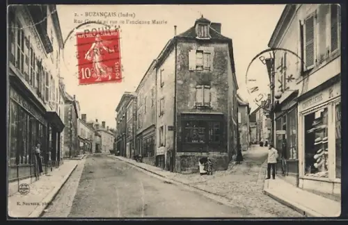 AK Buzancais /Indre, Rue Grande et rue de l`ancienne Mairie, Strassenpartien