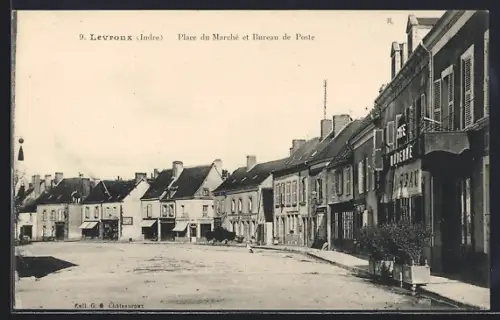 AK Levroux /Indre, Place du Marché et Bureau de Poste
