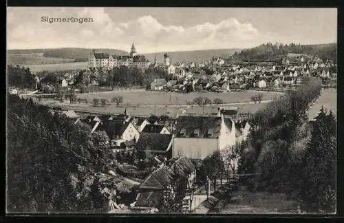 AK Sigmaringen, Schloss und Stadtansicht