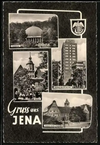 AK Jena, Planetarium, Rathaus, Hochhaus des VEB Carl Zeiss, Friedrich-Schiller-Universität