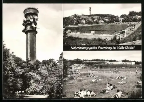AK Petersberg / Halle, Fernsehturm, Bergbad, Naherholungsgebiet