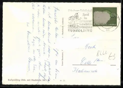 AK Ruhpolding Obb., Ortsansicht mit Hochfelln