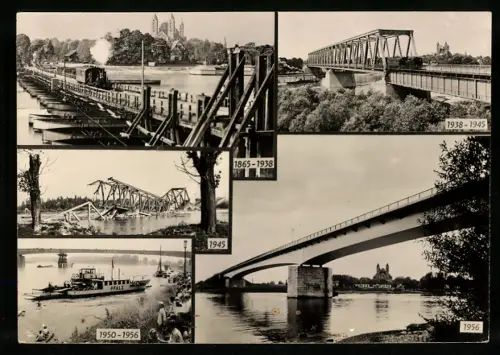 AK Speyer, Brücken über den Rhein 1865-1956