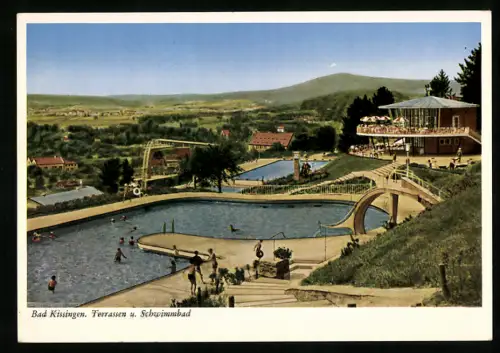 AK Bad Kissingen, Terrassen, Schwimmbad, Café