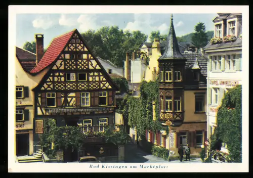 AK Bad Kissingen, Marktplatz mit Fachwerkhaus und historischen Gebäuden