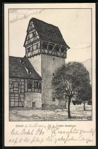 AK Urach / Württbg., Alter Stadtturm
