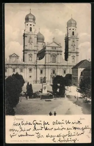AK Passau, Dom mit Denkmal