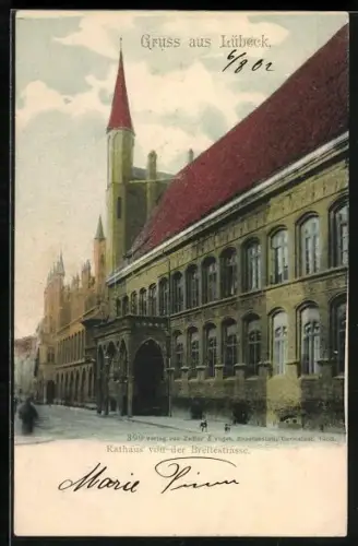 AK Lübeck, Rathaus von der Breitestrasse