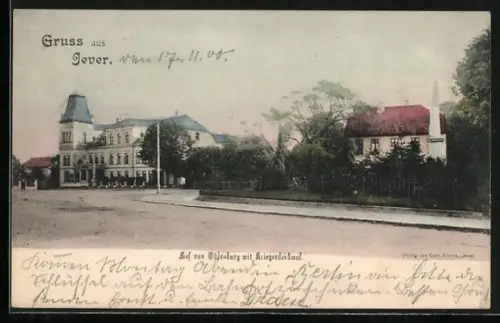AK Jever, Hof von Oldenburg mit Kriegerdenkmal