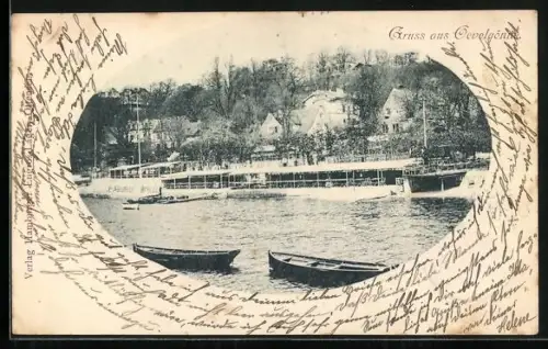 AK Hamburg-Övelgönne, Uferpromenade und Boote am Wasser, Elbschloss Bräu
