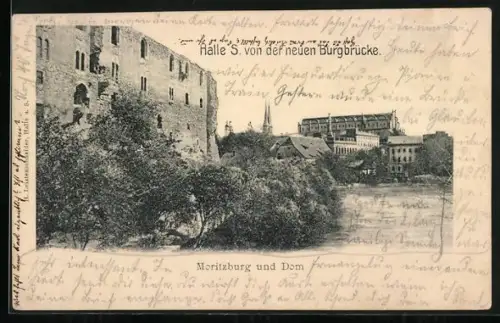 AK Halle S., Moritzburg, Dom, Neue Burgbrücke