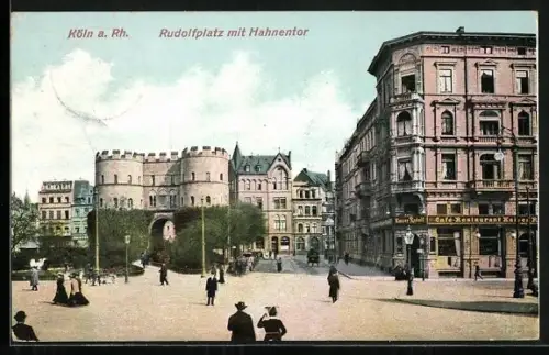 AK Köln a. Rh., Rudolfplatz mit Hahnentor