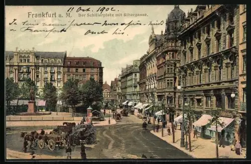 AK Frankfurt a. M., Schillerplatz mit Biebergasse