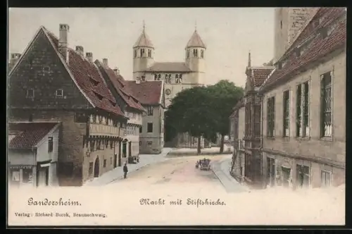 AK Gandersheim, Markt mit Stiftskirche