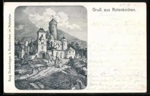 Künstler-AK Rotenkirchen, Burg Grubenhagen im Mittelalter