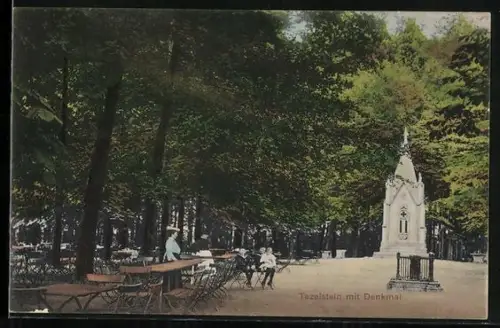 AK Am Grossen Rhode, Gasthaus Tetzelstein mit Denkmal