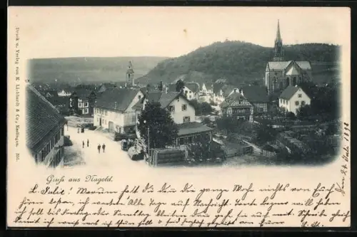 AK Nagold, Ortsansicht mit Kirche
