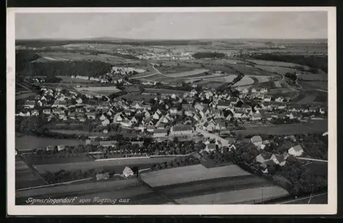 AK Sigmaringendorf, Ortsansicht vom Flugzeug aus