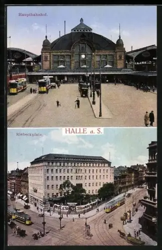 AK Halle a. S., Hauptbahnhof, Riebeckplatz
