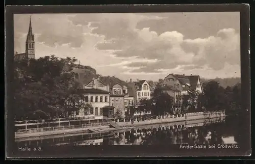 AK Halle a. S., An der Saale bei Cröllwitz